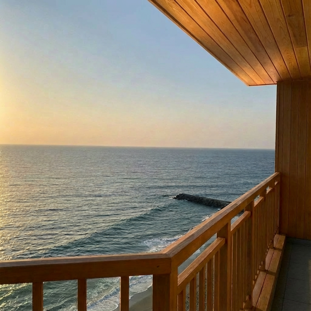 Ocean view with railing